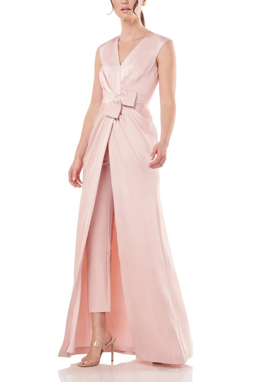 Kay Unger Lilly Blush Pink Walk Thru Skirted Formal Evening Jumpsuit Size 10